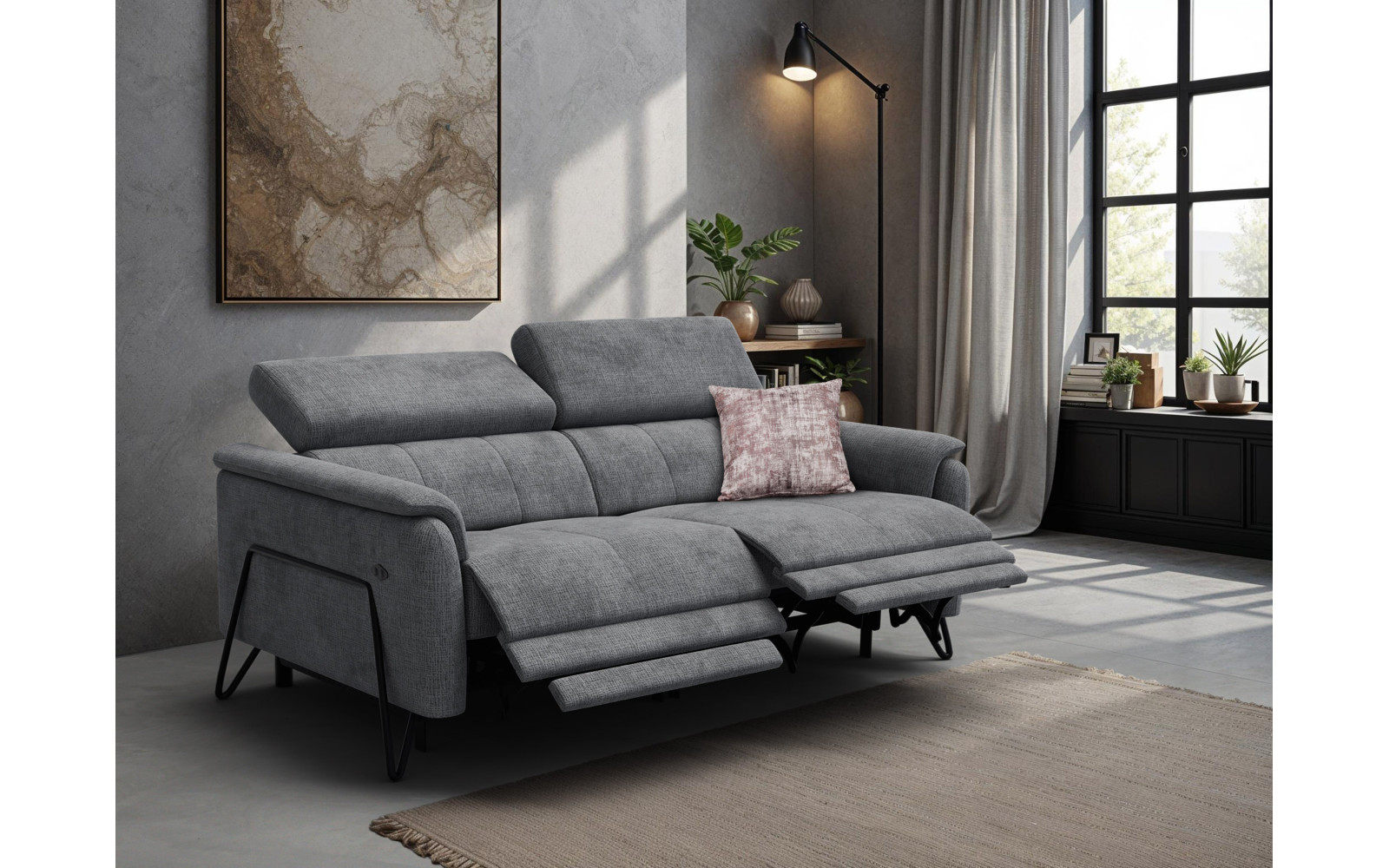 Relaxsofa 3-Sitzer RODEN, dunkelgrau