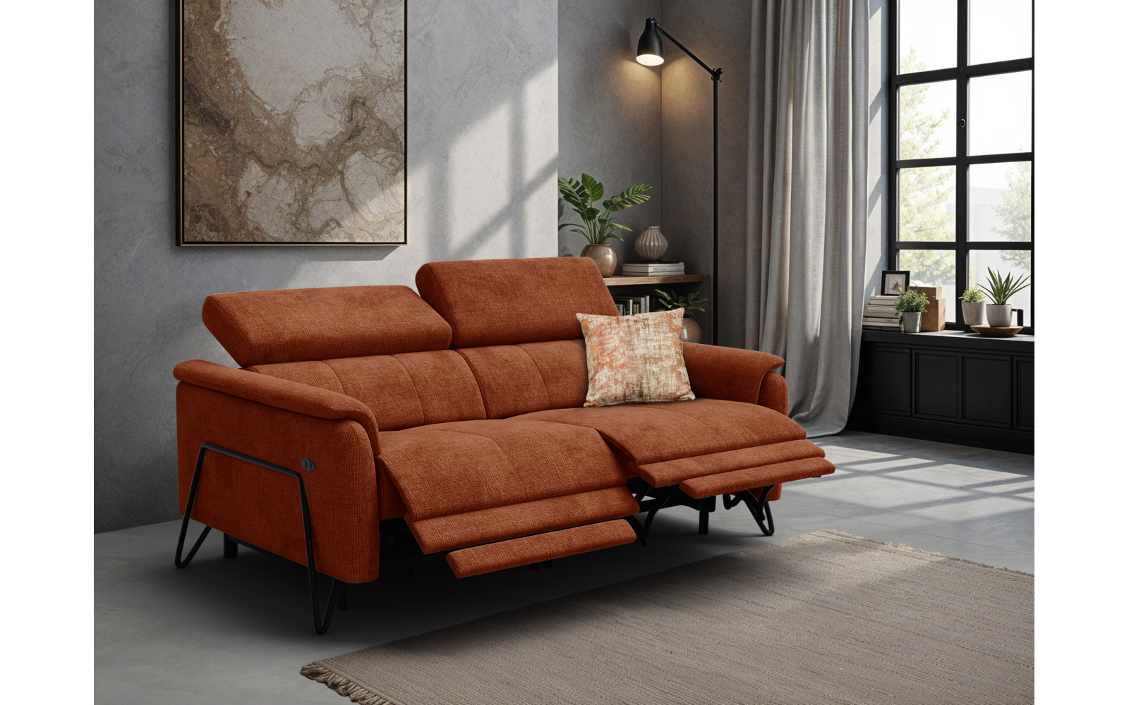 Relaxsofa 3-Sitzer RODEN, rostrot