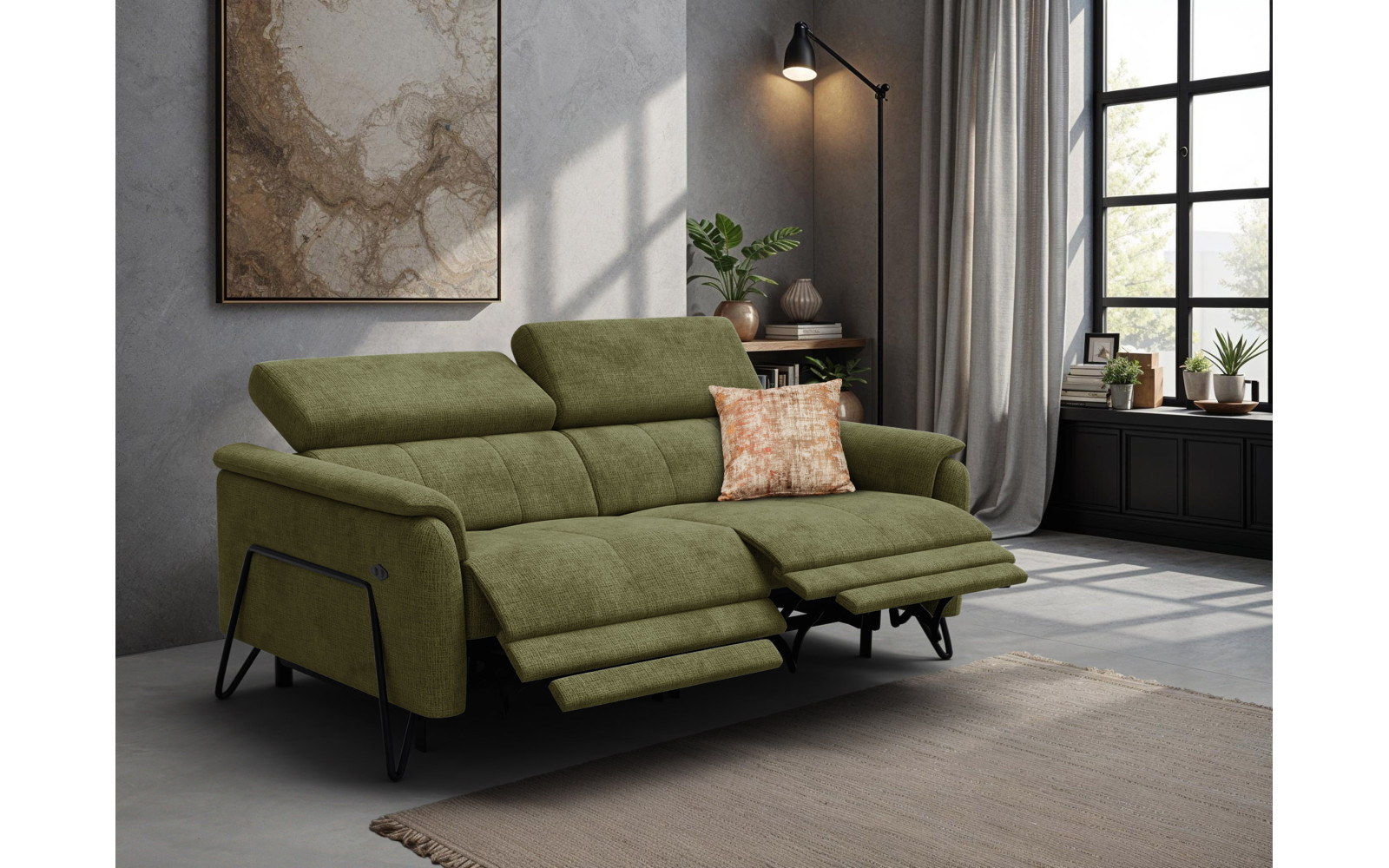 Relaxsofa 3-Sitzer RODEN, olive