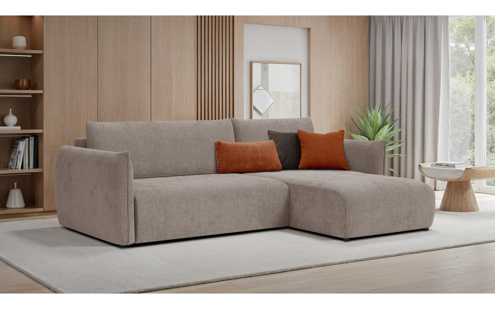 TAUER Ecksofa 3-Sitzer links, taupe
