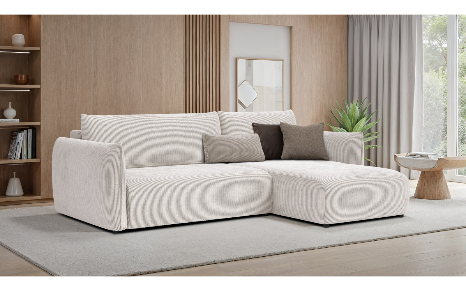 TAUER Ecksofa 3-Sitzer links, perlweiß