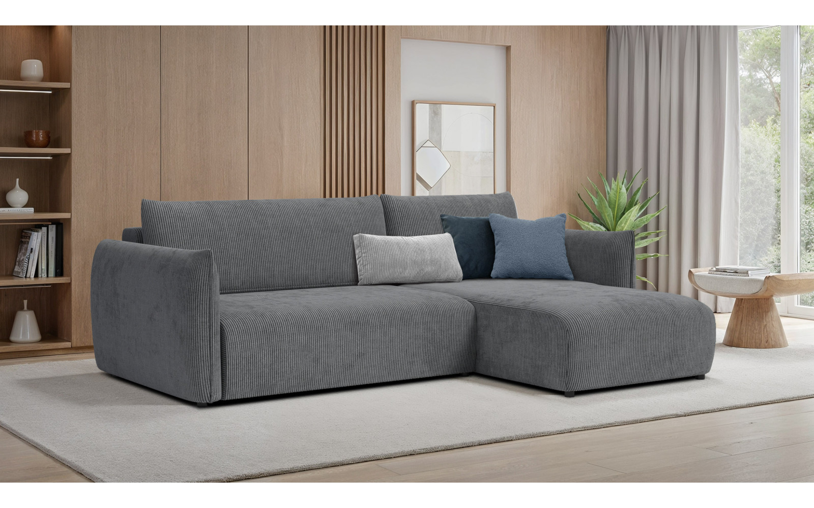 TAUER Ecksofa 3-Sitzer links, dunkelgrau