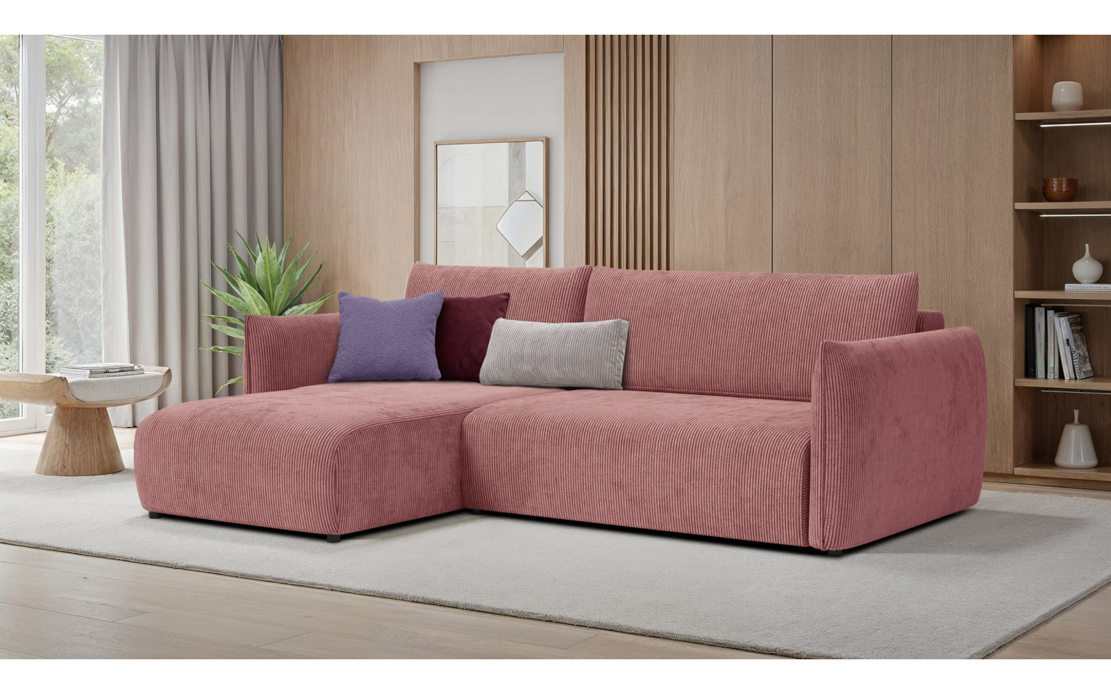 TAUER Ecksofa 3-Sitzer rechts, altrosa