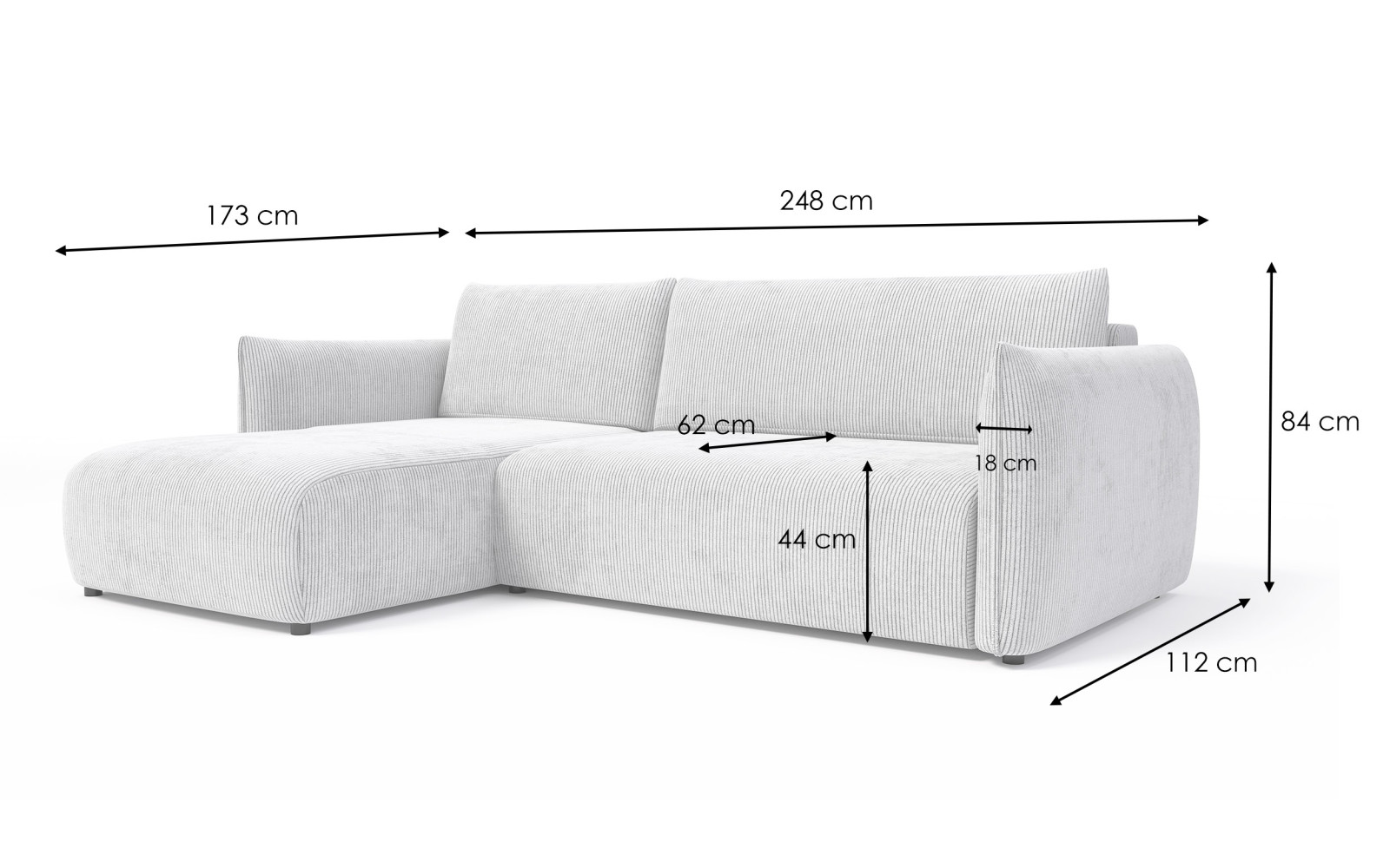 TAUER Ecksofa 3-Sitzer rechts, altrosa