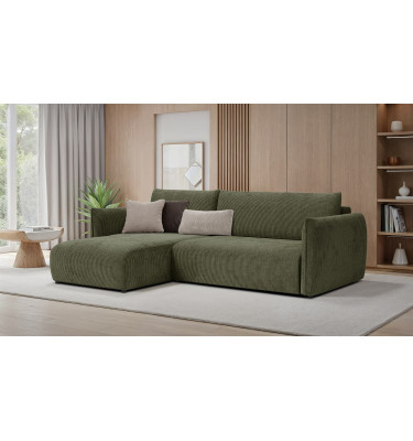 TAUER Ecksofa 3-Sitzer rechts, olive