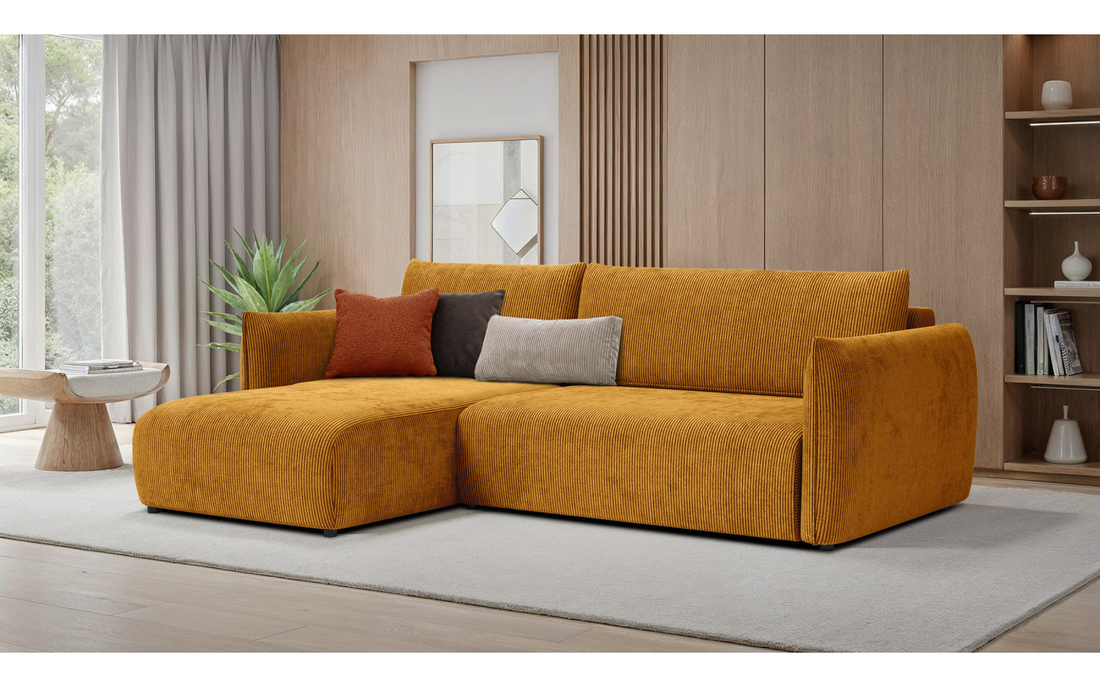 TAUER Ecksofa 3-Sitzer rechts, safran