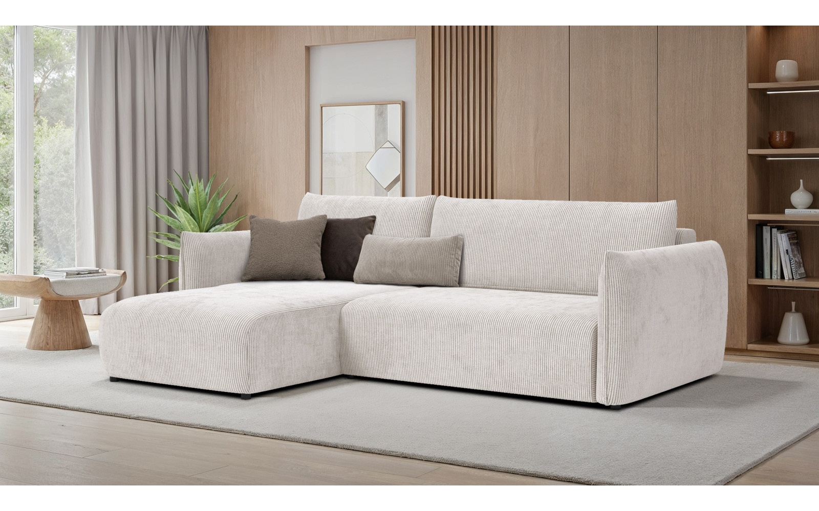 TAUER Ecksofa 3-Sitzer rechts, perlweiß