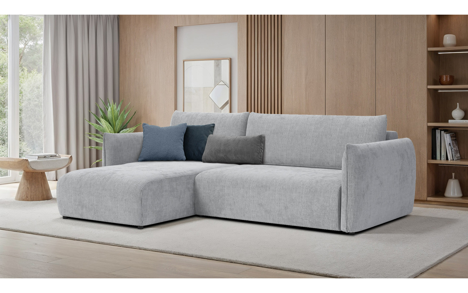 TAUER Ecksofa 3-Sitzer rechts, hellgrau