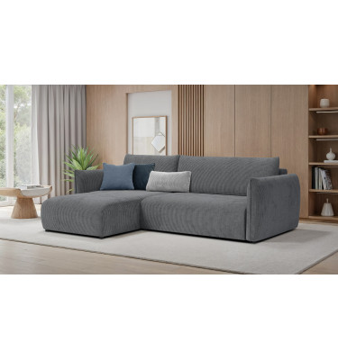 TAUER Ecksofa 3-Sitzer rechts, dunkelgrau