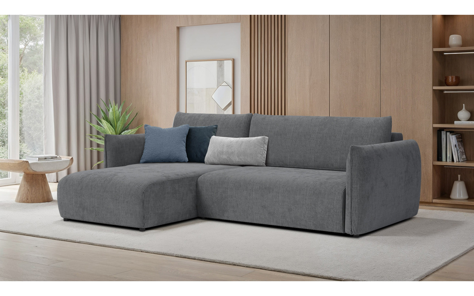 TAUER Ecksofa 3-Sitzer rechts, dunkelgrau