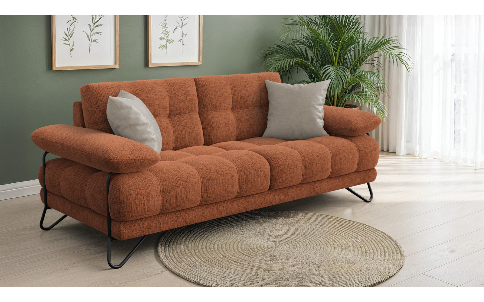 BUBBARA 2,5-Sitzer-Sofa, rostrot