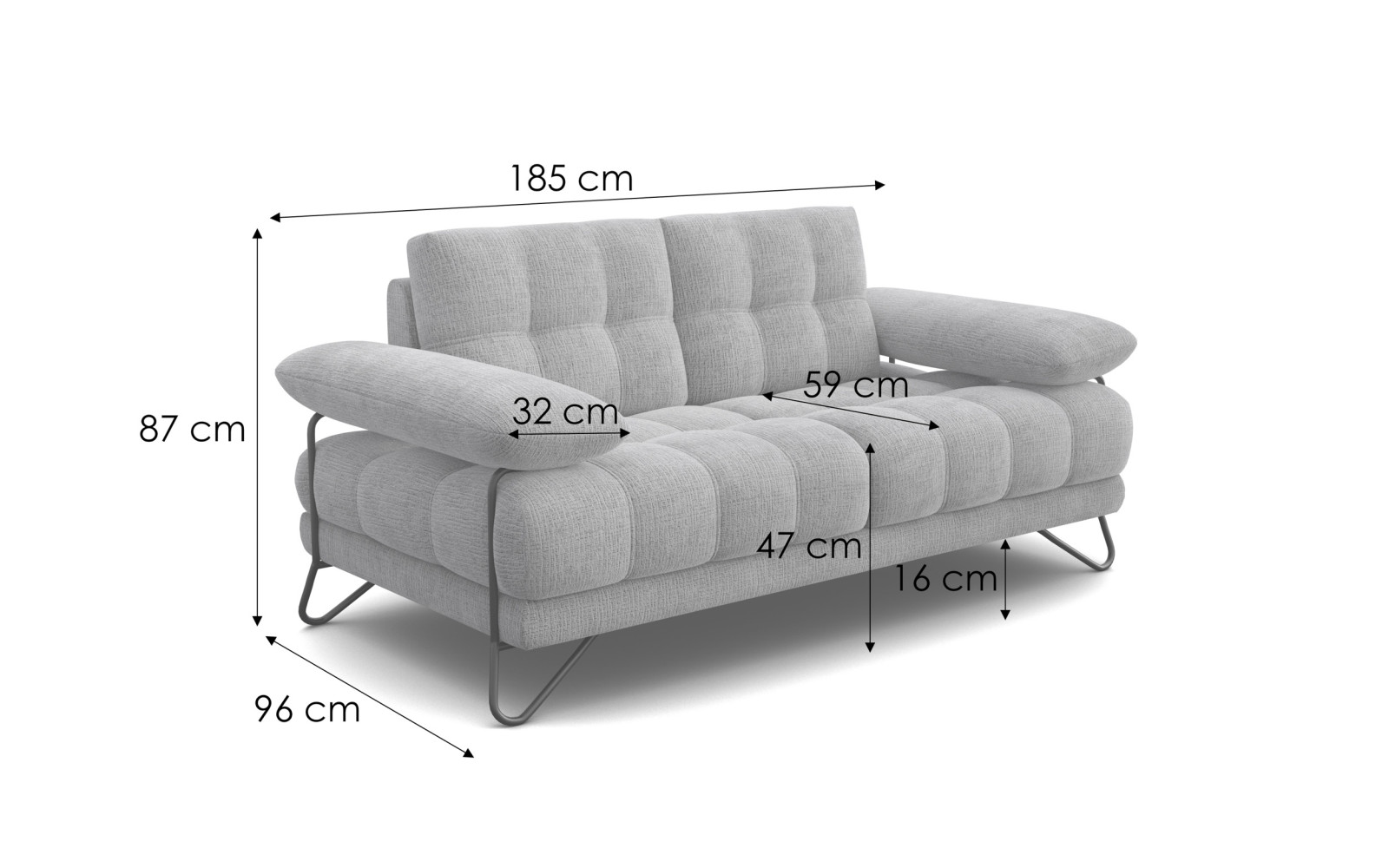 BUBBARA 2-Sitze-Sofa, hellgrau