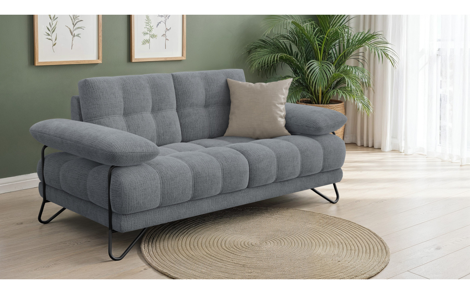 BUBBARA 2-Sitzer-Sofa, dunkelgrau