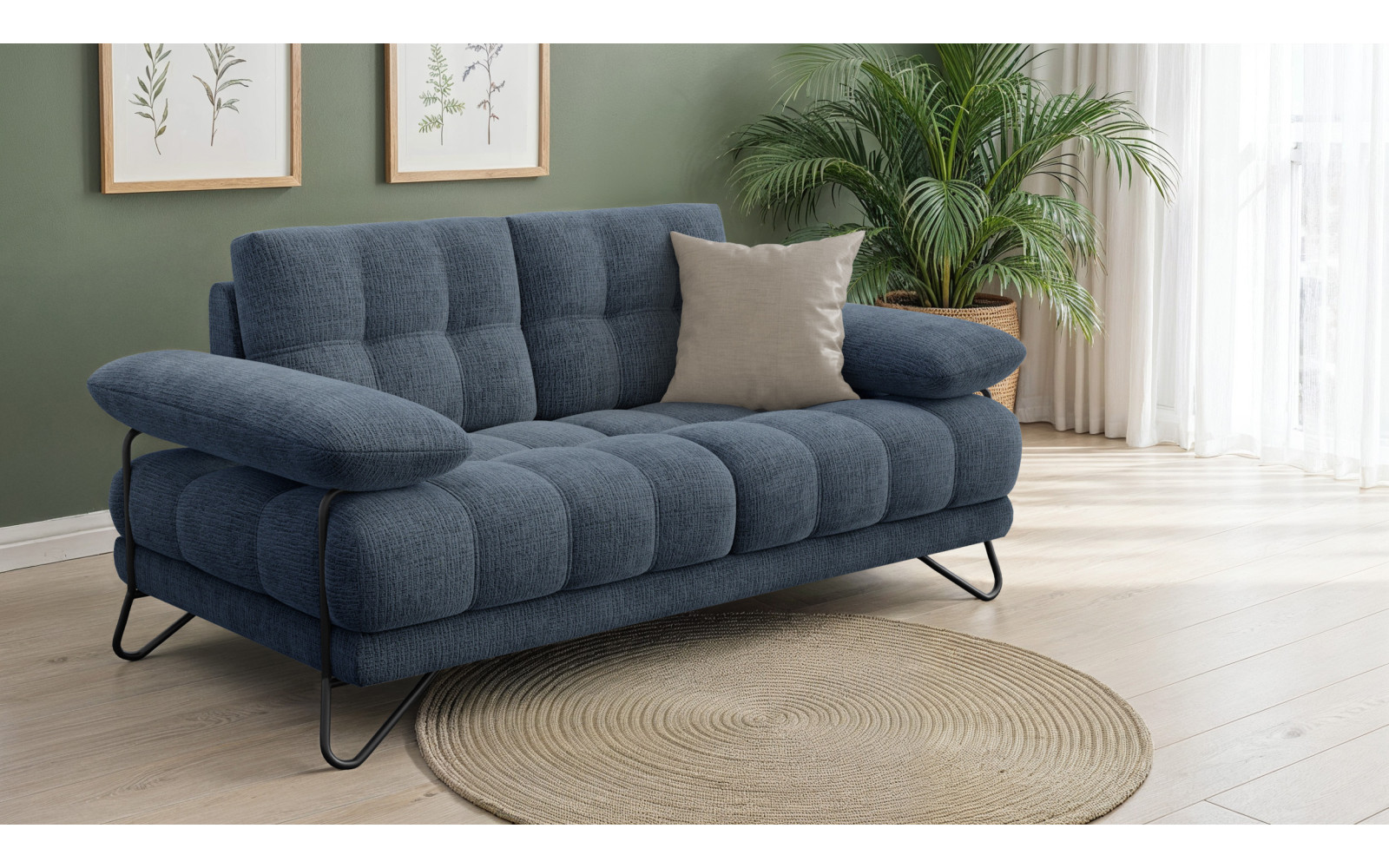 BUBBARA 2-Sitzer-Sofa, marineblau