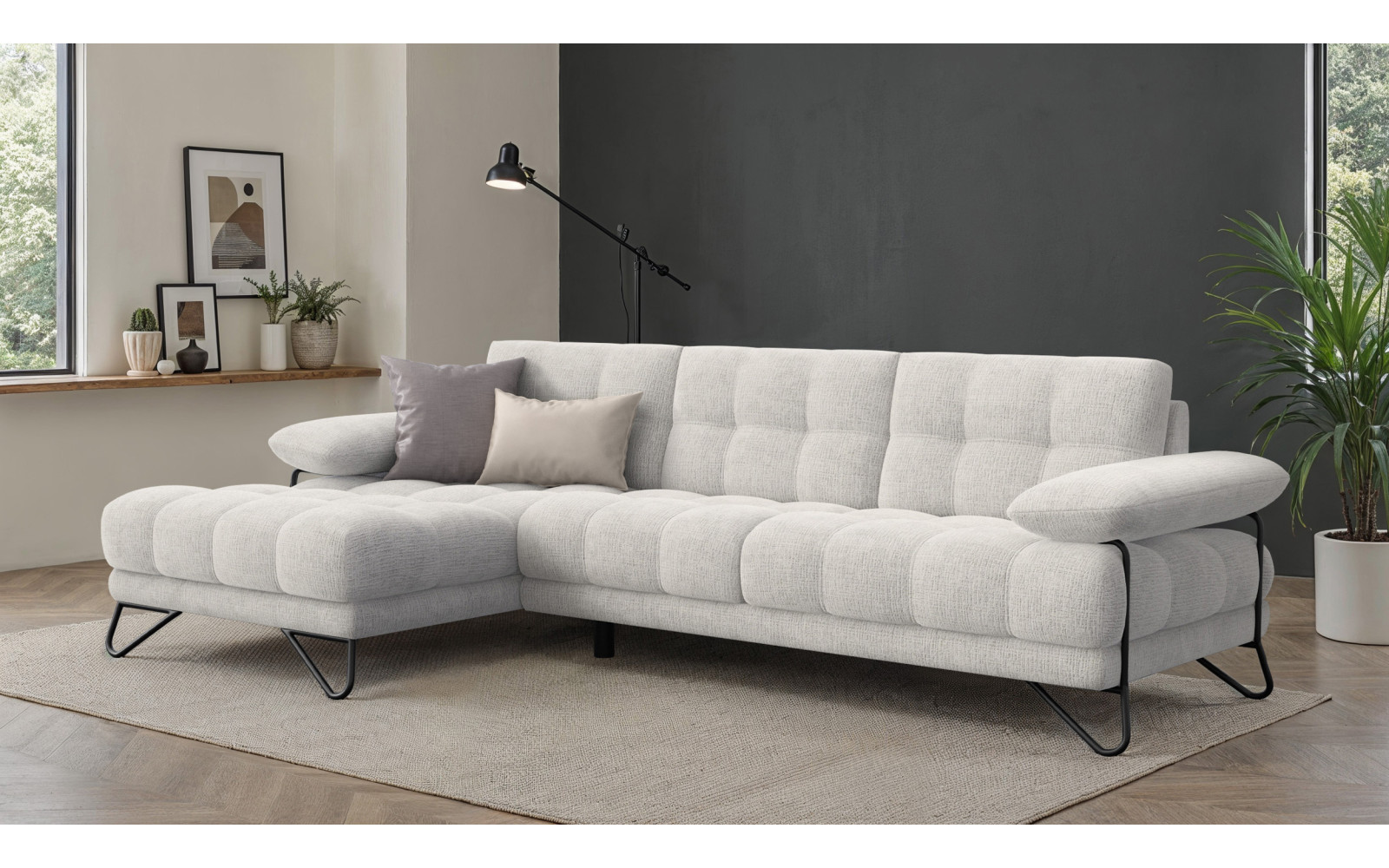 BUBBARA Ecksofa 4-Sitzer links, creme