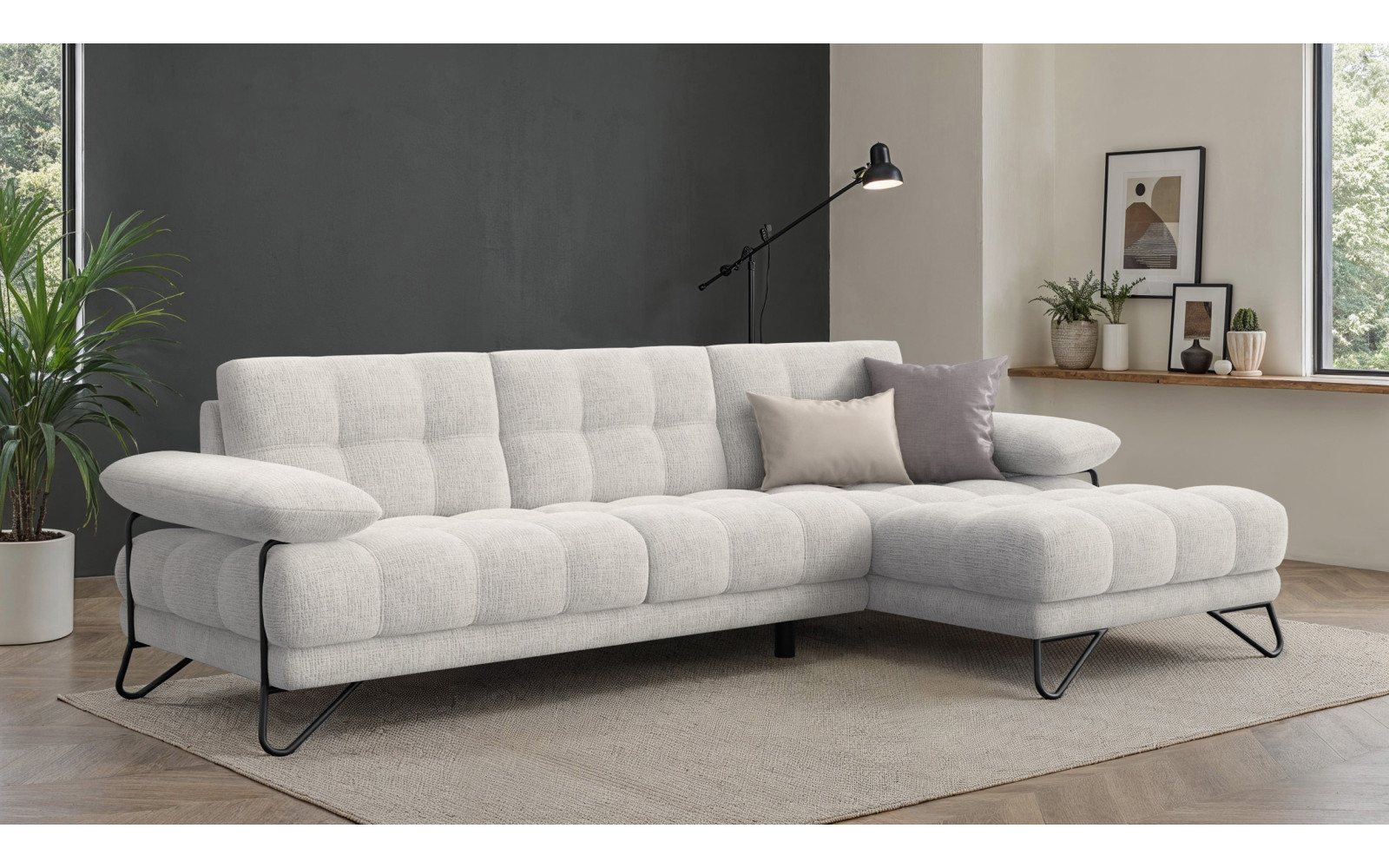 BUBBARA Ecksofa 4-Sitzer rechts, creme