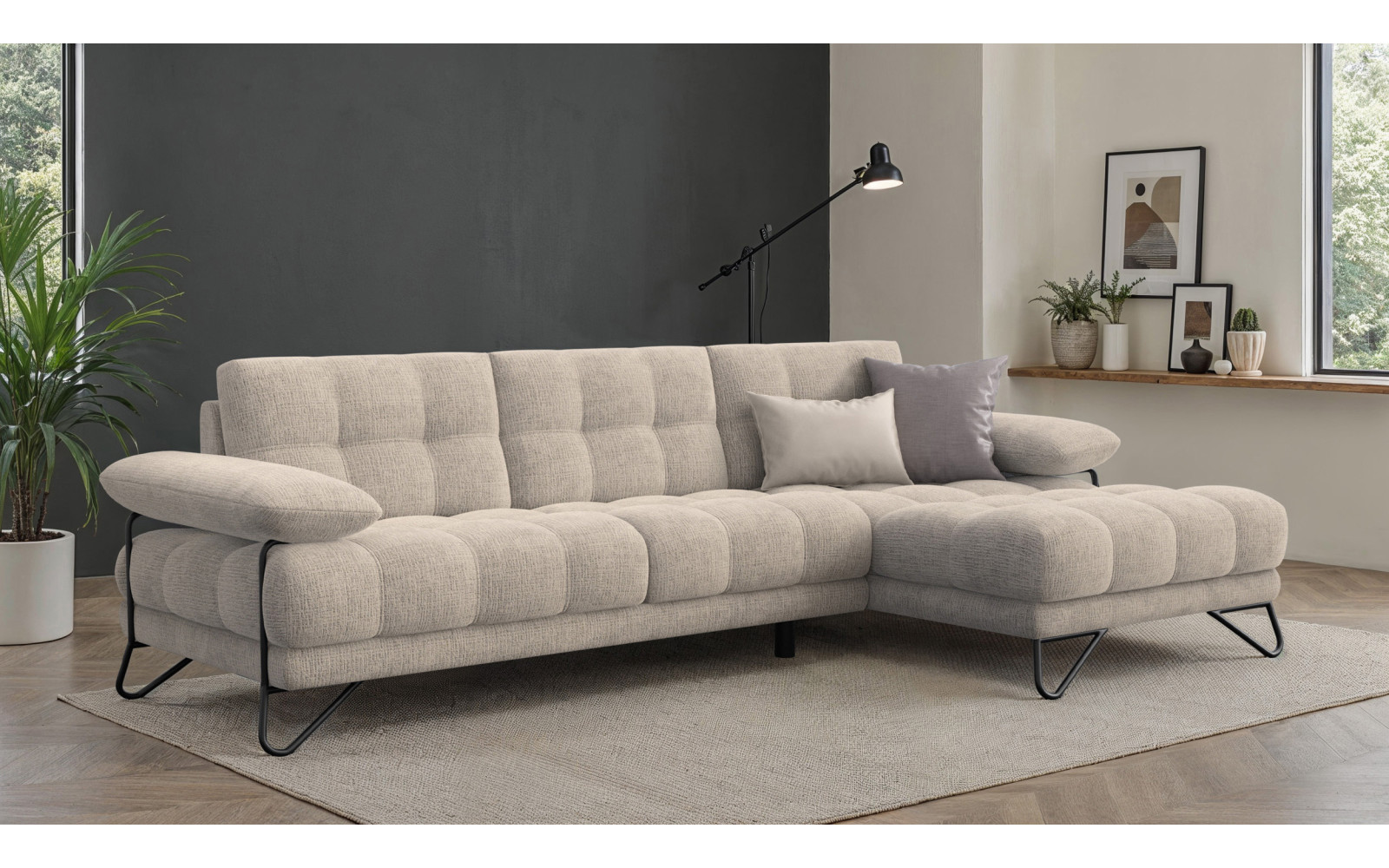 BUBBARA Ecksofa 4-Sitzer rechts, beige