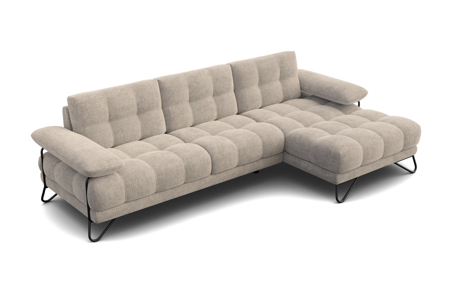 BUBBARA Ecksofa 4-Sitzer rechts, beige