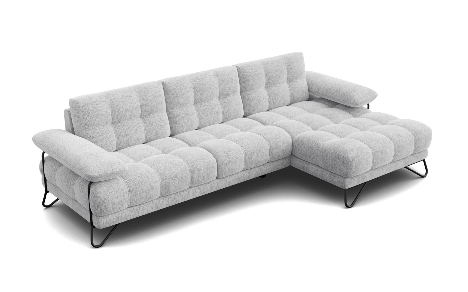 BUBBARA Ecksofa 4-Sitzer rechts, hellgrau