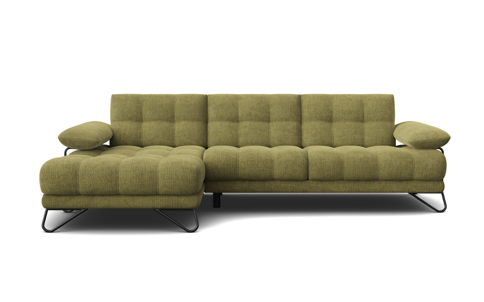 BUBBARA Ecksofa 4-Sitzer links, olivgrün