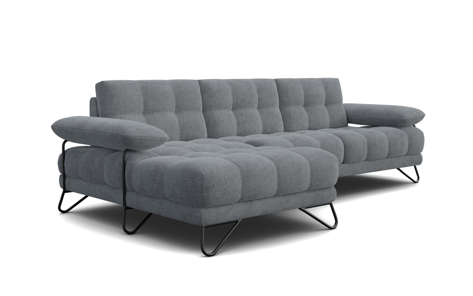 BUBBARA Ecksofa 4-Sitzer links, dunkelgrau