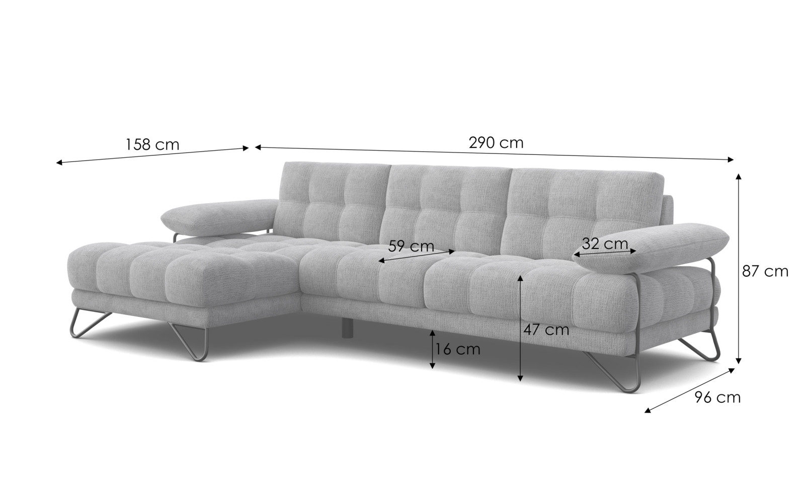 BUBBARA Ecksofa 4-Sitzer links, olivgrün