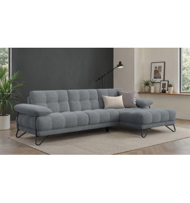 BUBBARA Ecksofa 4-Sitzer rechts, dunkelgrau