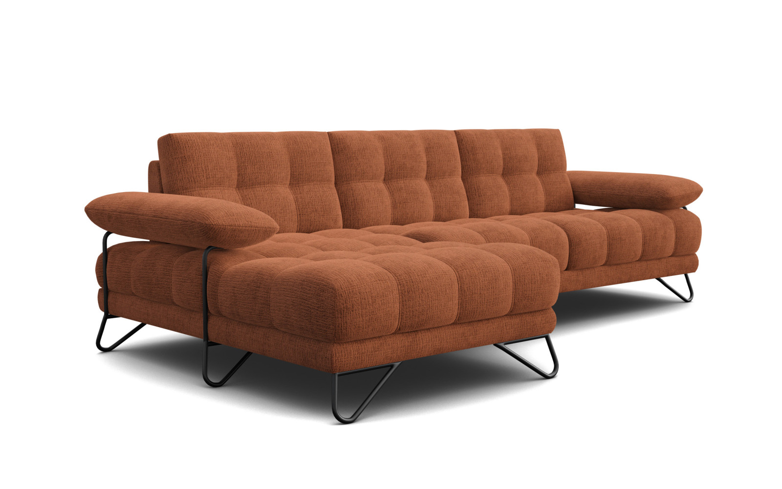 BUBBARA Ecksofa 4-Sitzer links, rostrot