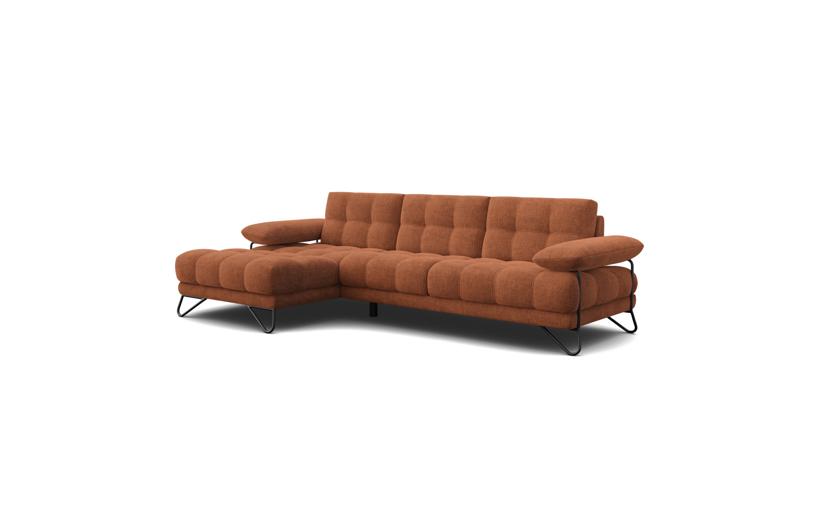 BUBBARA Ecksofa 4-Sitzer links, rostrot