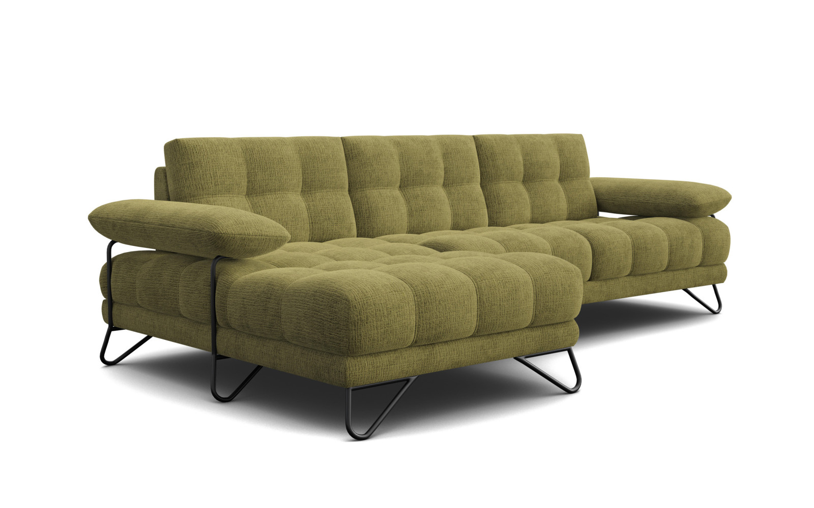 BUBBARA Ecksofa 4-Sitzer links, olivgrün