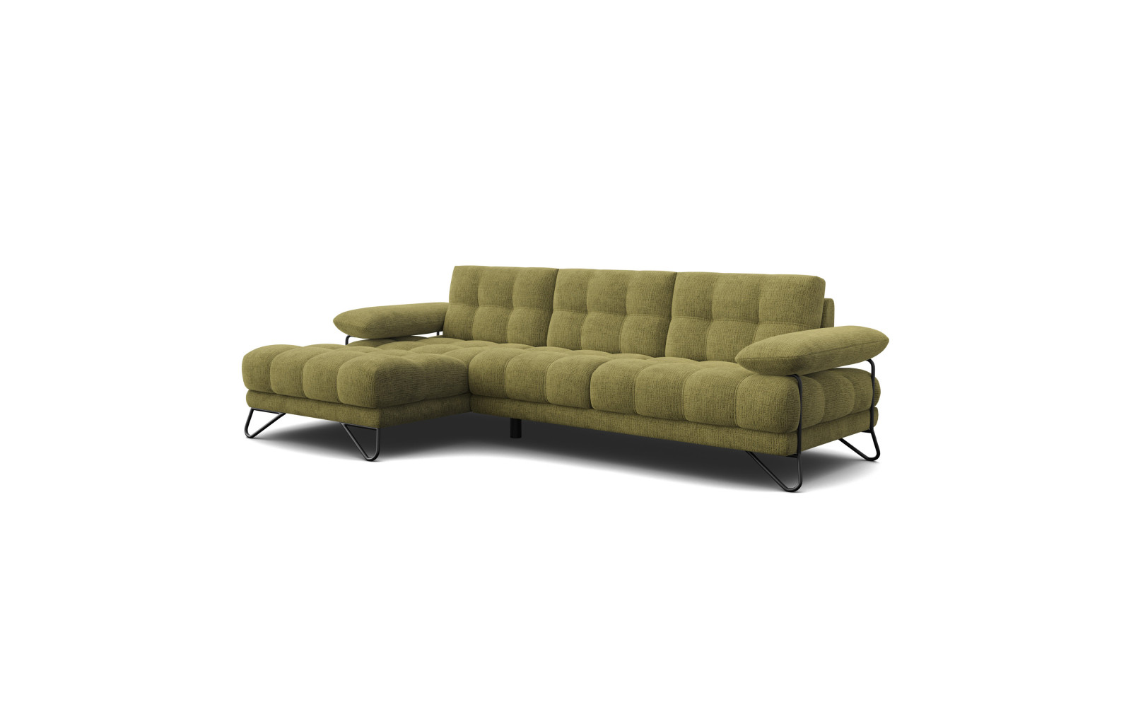 BUBBARA Ecksofa 4-Sitzer links, olivgrün