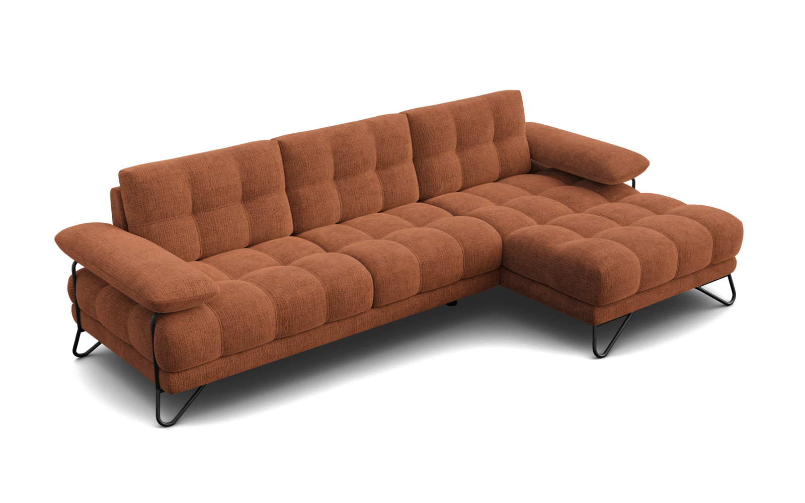 BUBBARA Ecksofa 4-Sitzer rechts, rostrot