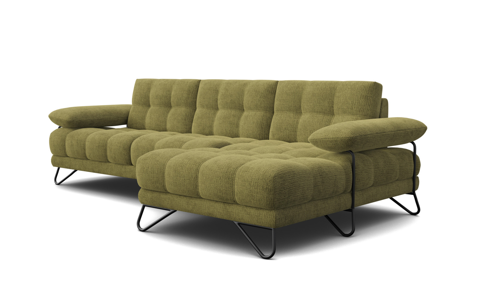 BUBBARA Ecksofa 4-Sitzer rechts, olivgrün