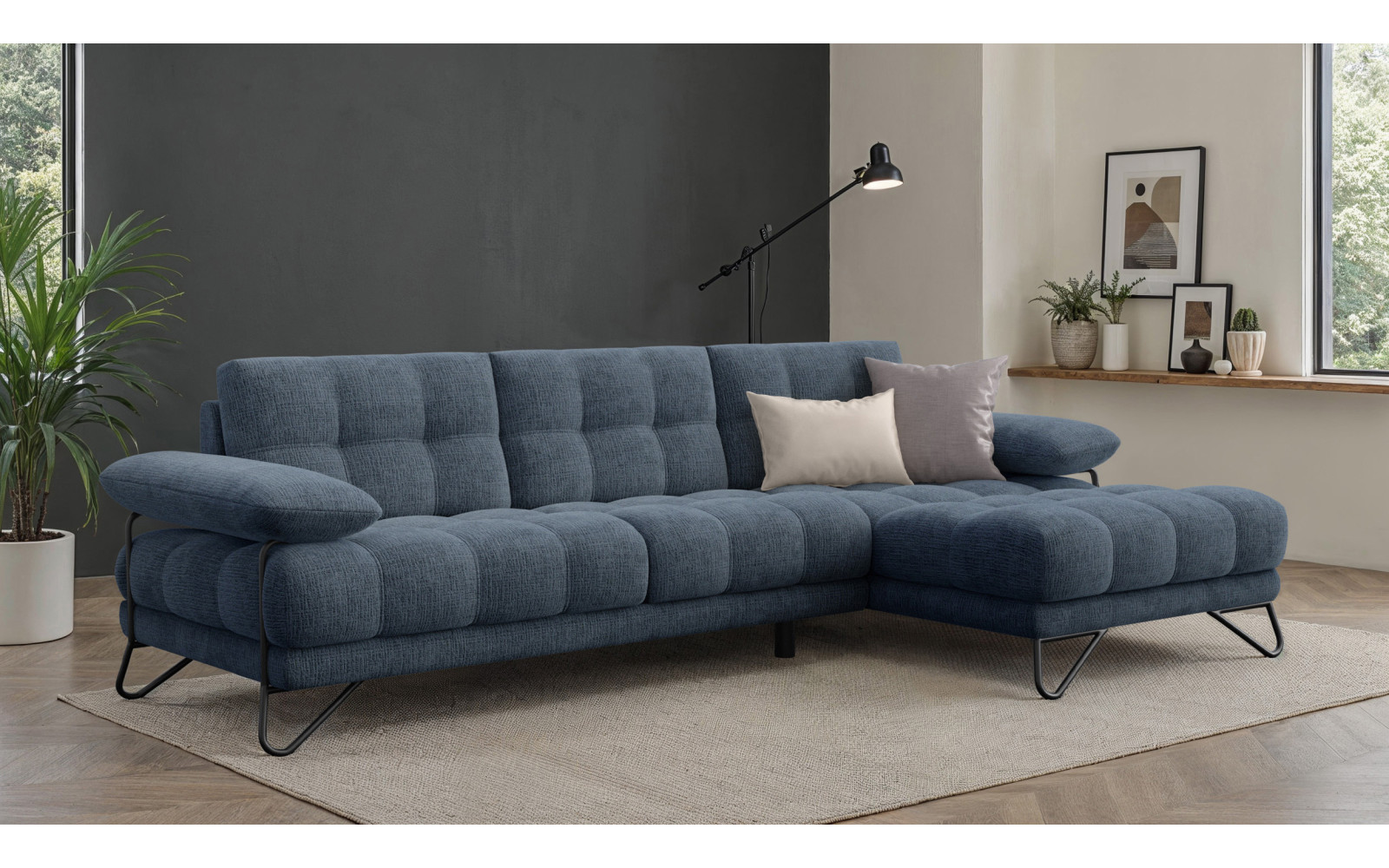 BUBBARA Ecksofa 4-Sitzer rechts, marineblau