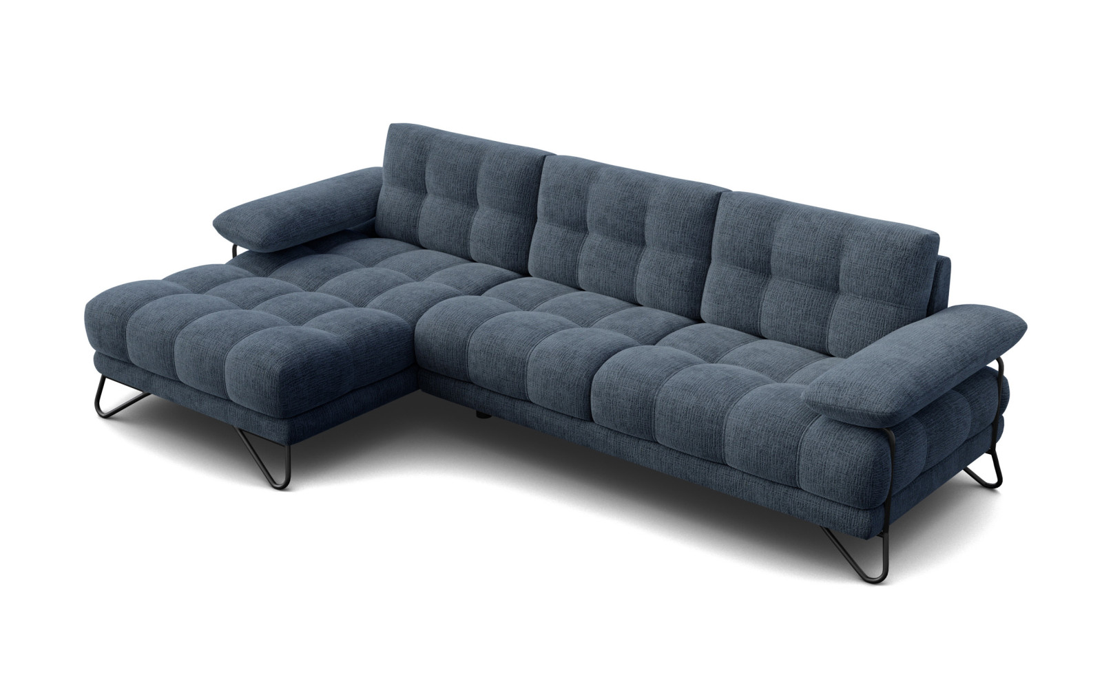 BUBBARA Ecksofa 4-Sitzer links, marineblau