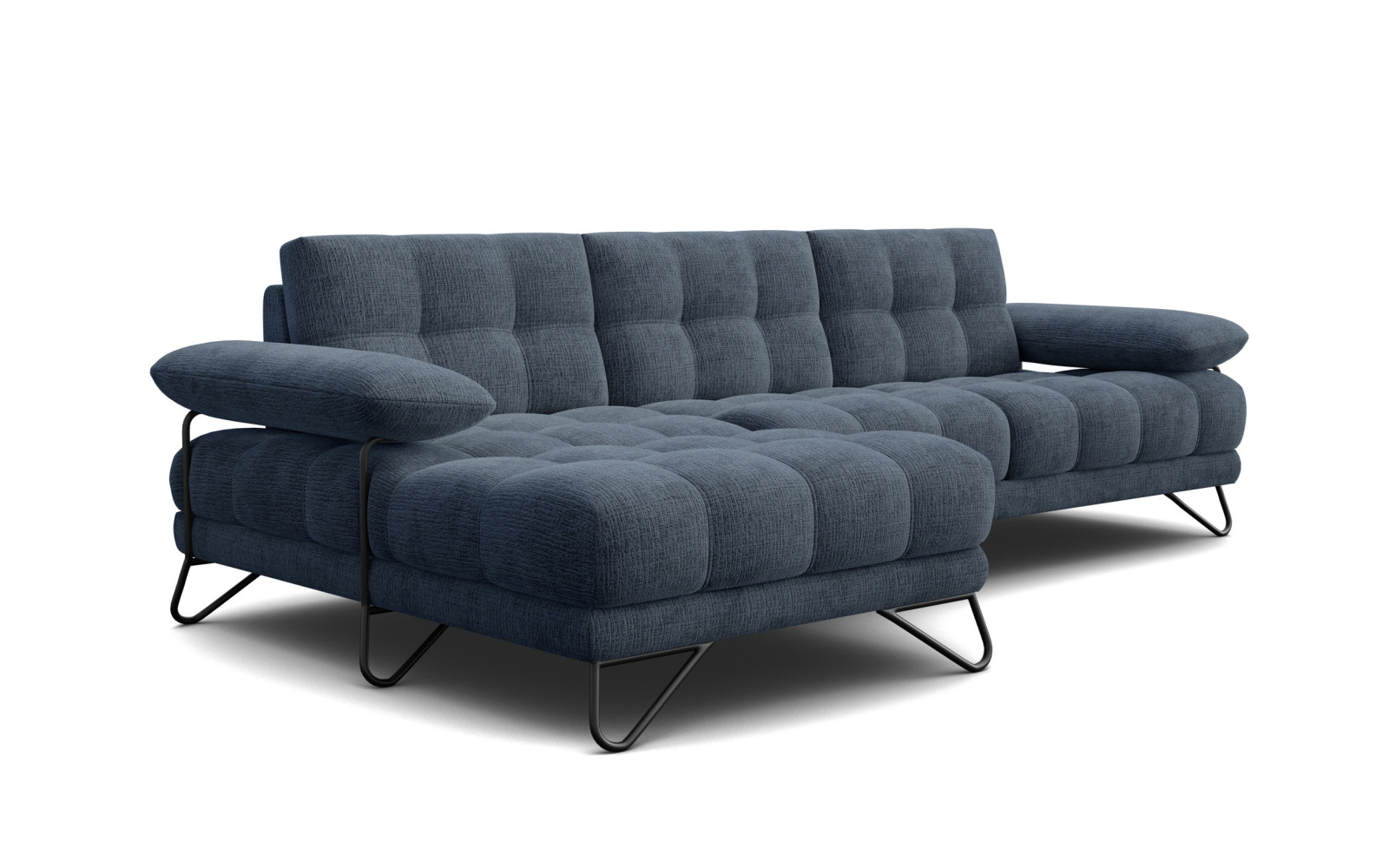 BUBBARA Ecksofa 4-Sitzer links, marineblau