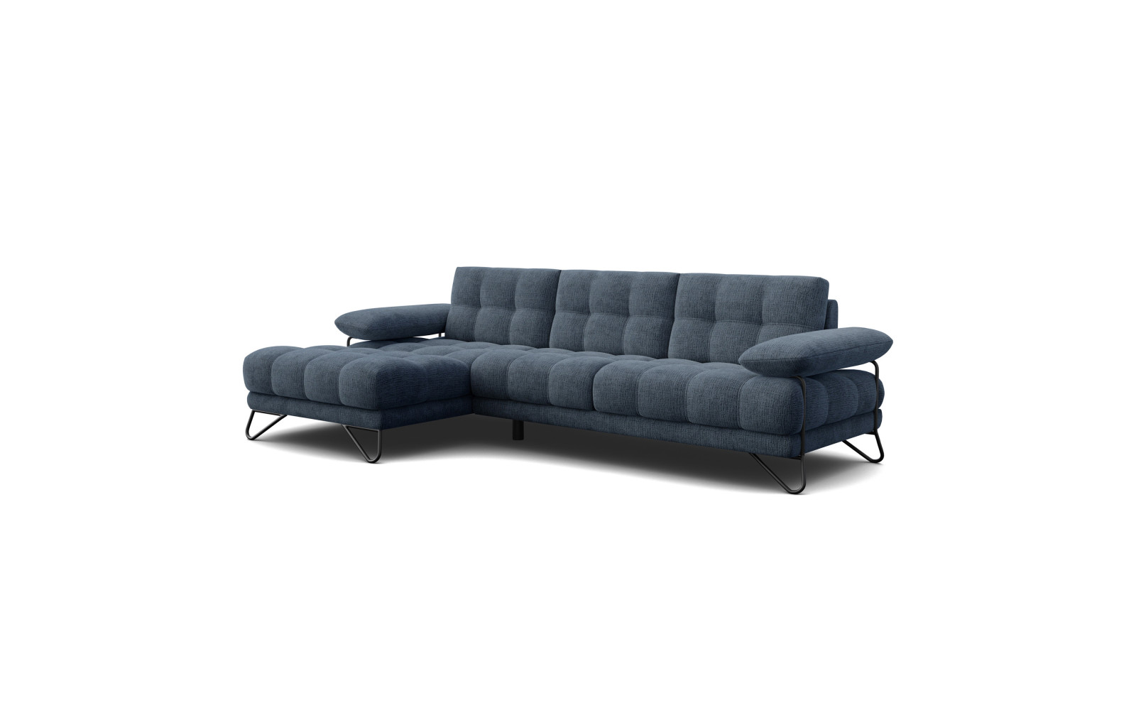 BUBBARA Ecksofa 4-Sitzer links, marineblau