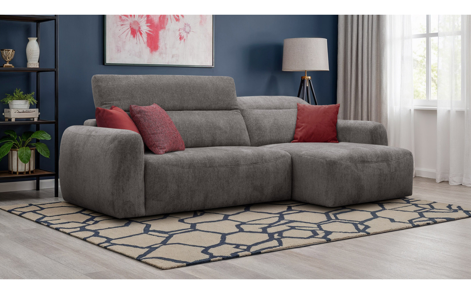 Ecksofa 4-Sitzer rechts NERO, dunkelgrau