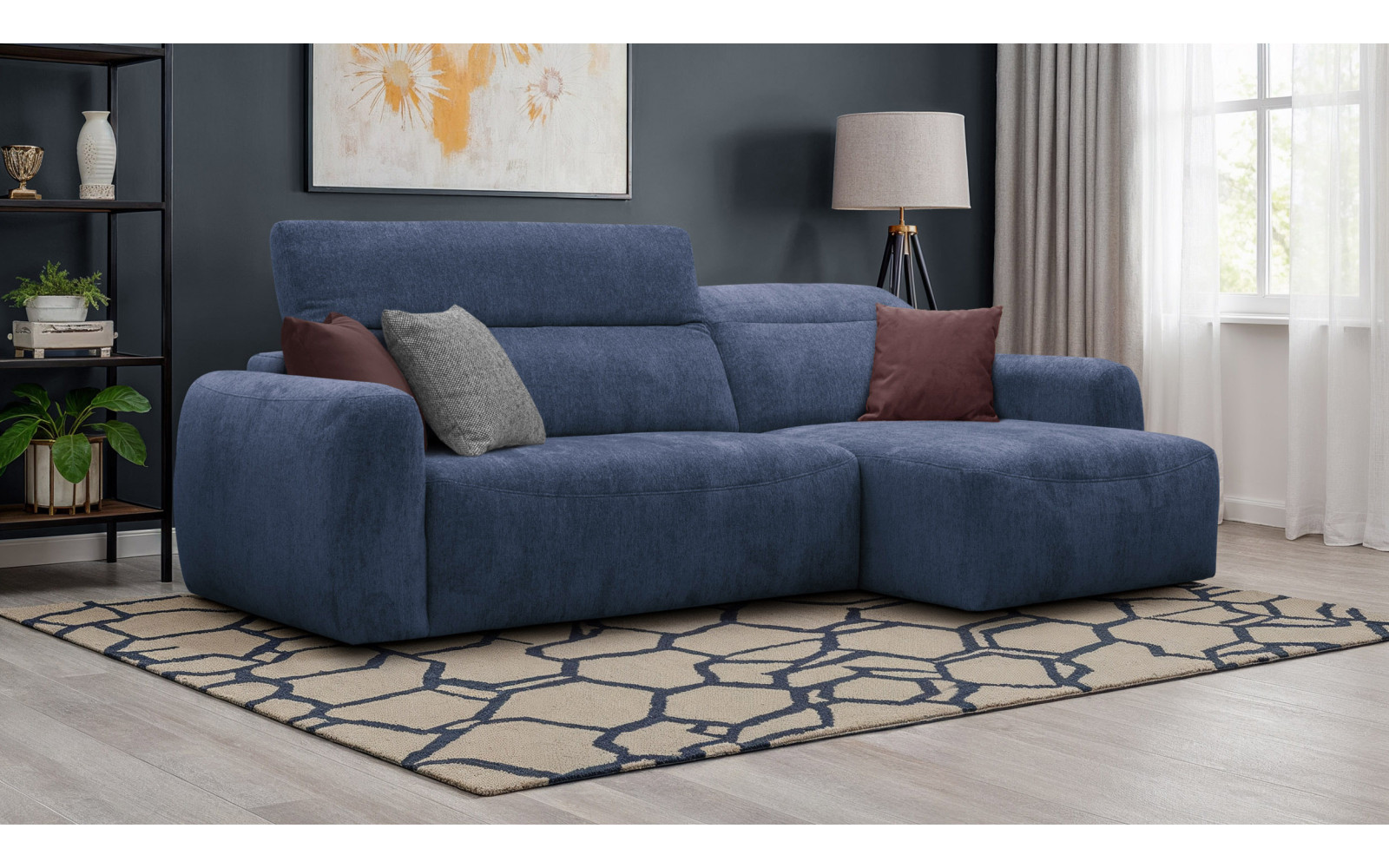 Ecksofa 4-Sitzer rechts NERO, dunkelblau