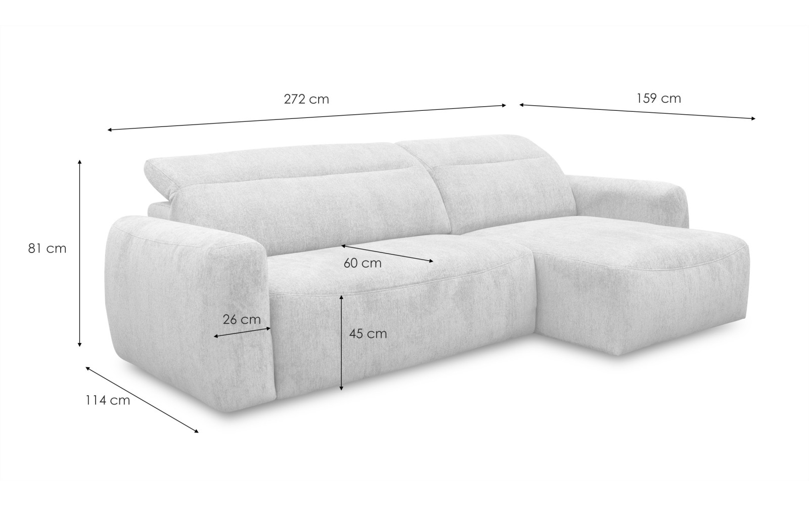 Ecksofa 4-Sitzer rechts NERO, dunkelblau