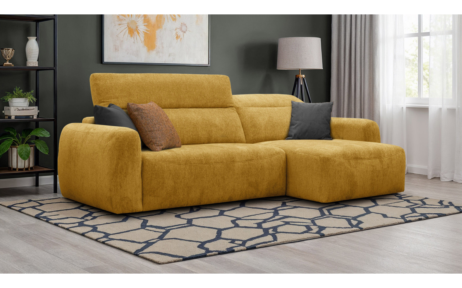 Ecksofa 4-Sitzer rechts NERO, gelb