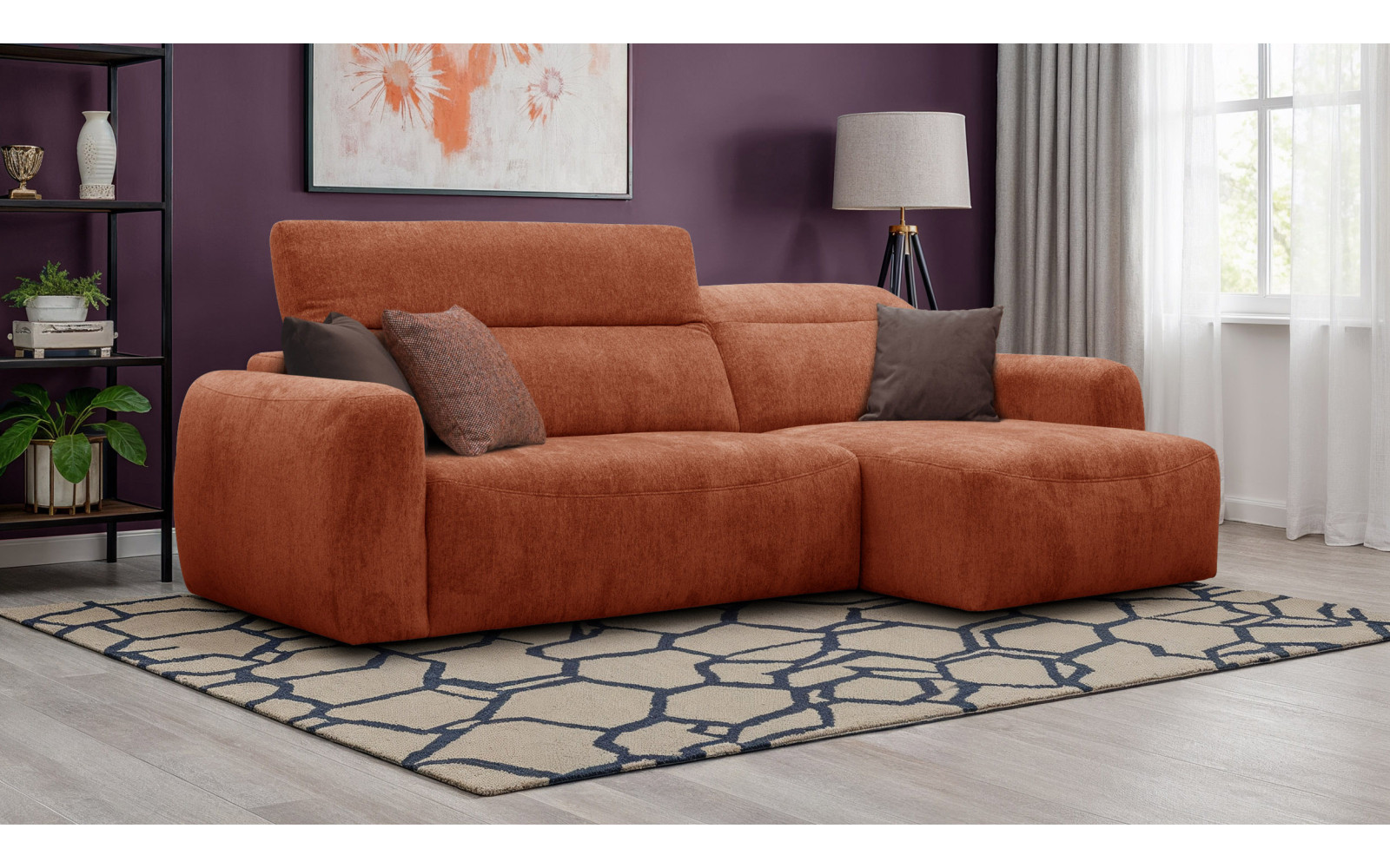 Ecksofa 4-Sitzer rechts NERO, orange