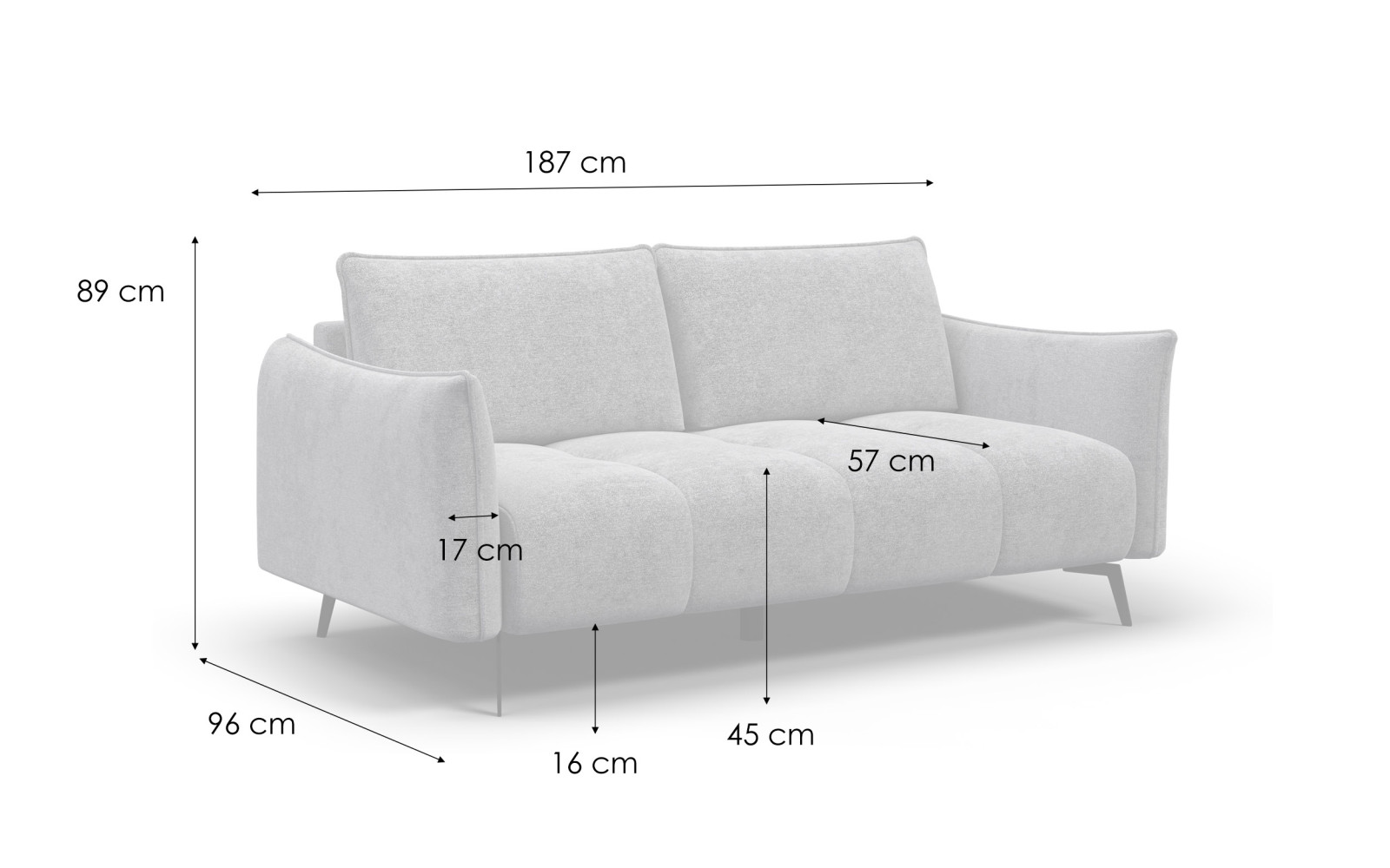 Sofa 2,5-Sitzer AERA, orange