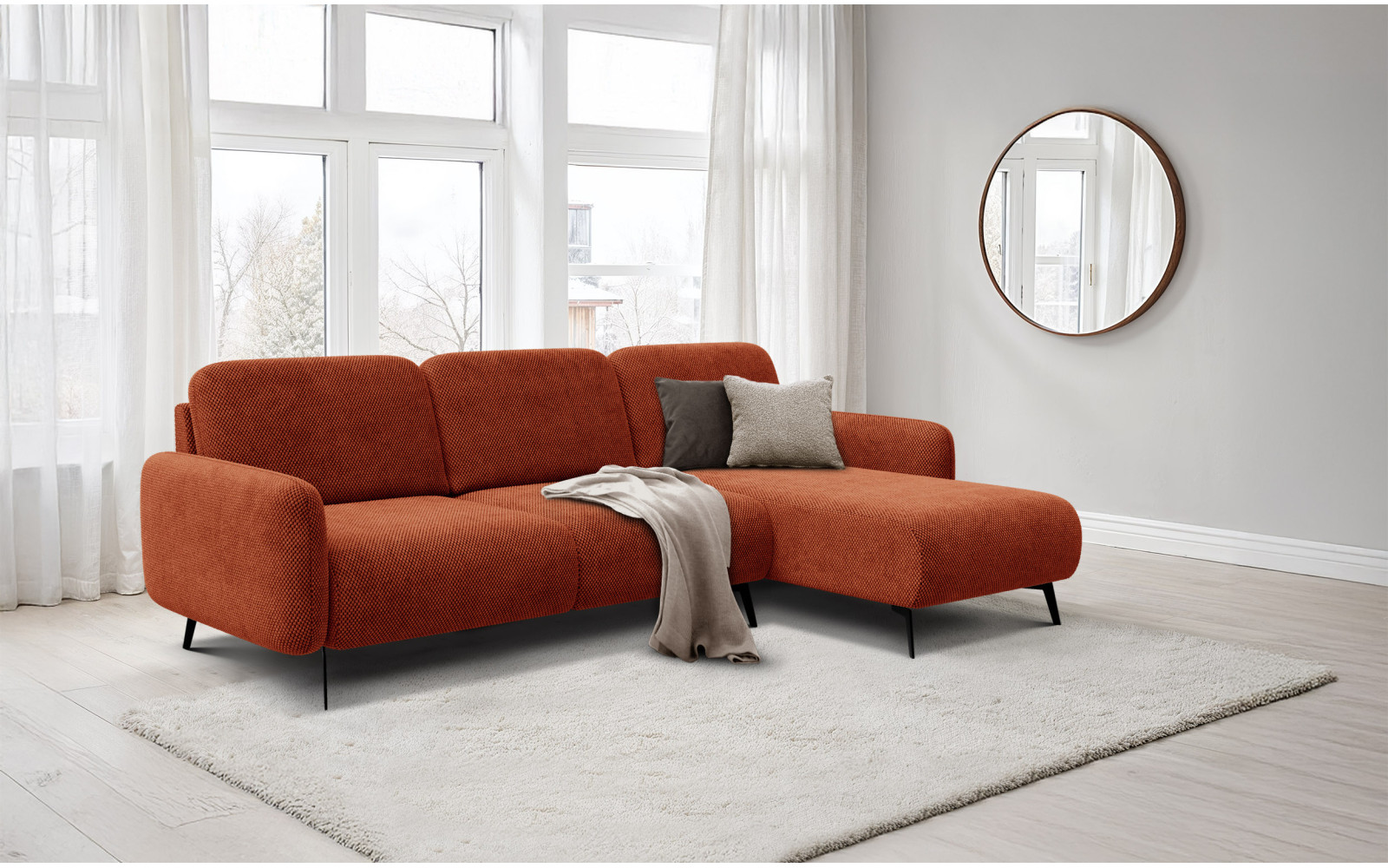 Ecksofa 4-Sitzer rechts FEBE, dunkelorange