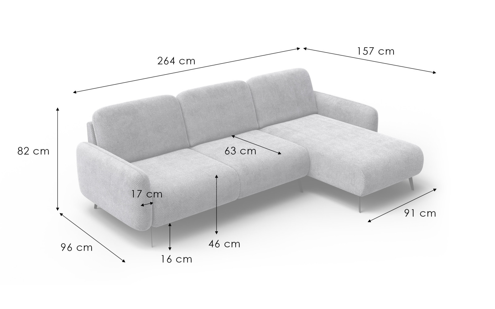 Ecksofa 4-Sitzer rechts FEBE, dunkelorange