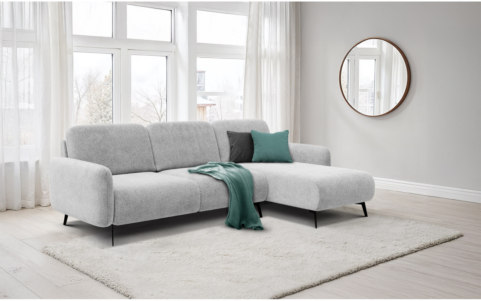 Ecksofa 4-Sitzer rechts FEBE, hellgrau