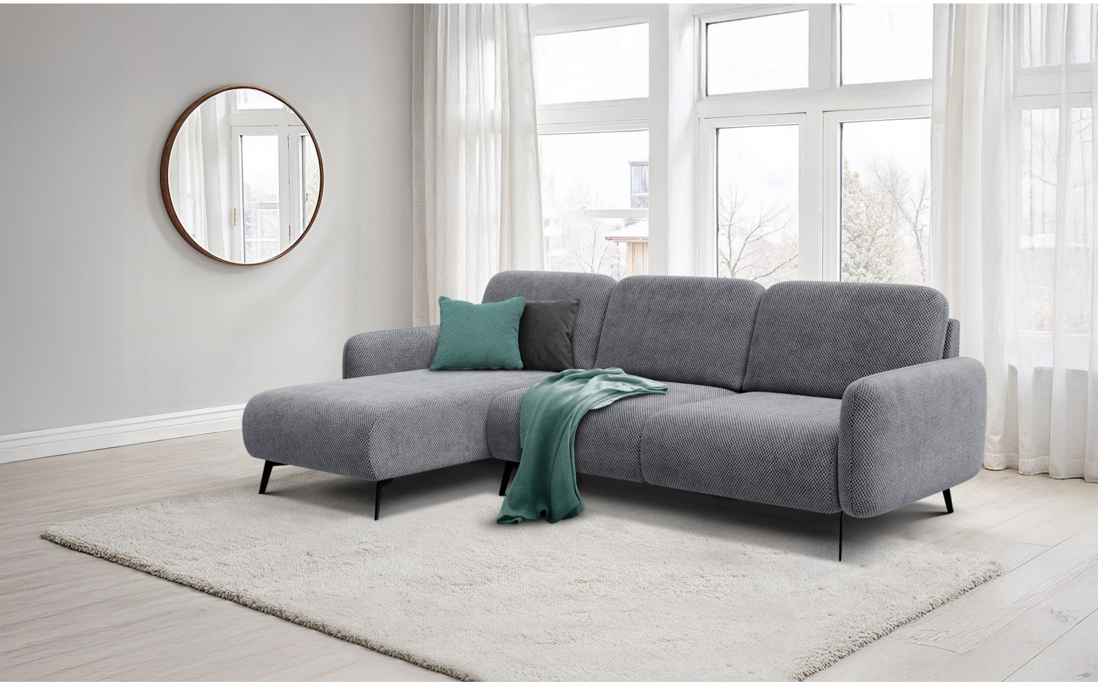 Ecksofa 4-Sitzer links FEBE, grau