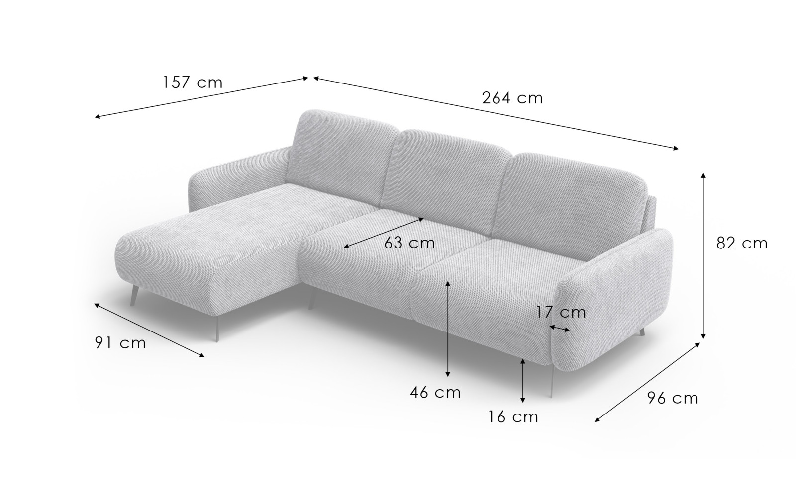 Ecksofa 4-Sitzer links FEBE, dunkelgelb