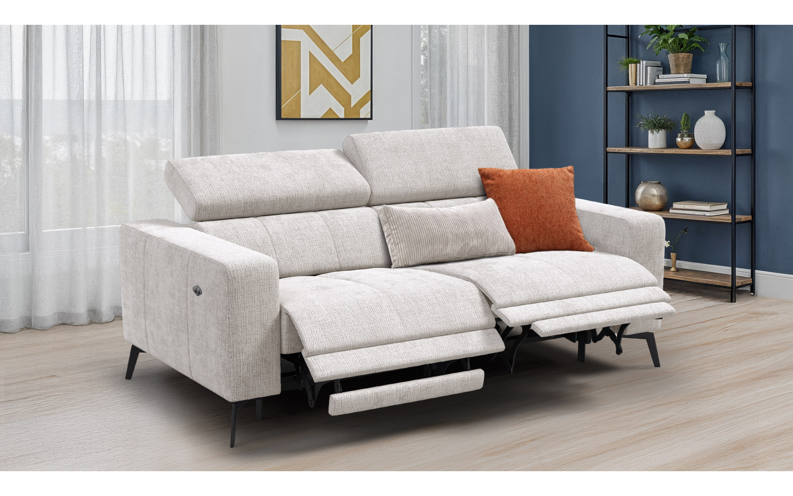 Relaxsofa 3-Sitzer MORELLO, creme, 2 x Relax Zero Gravity