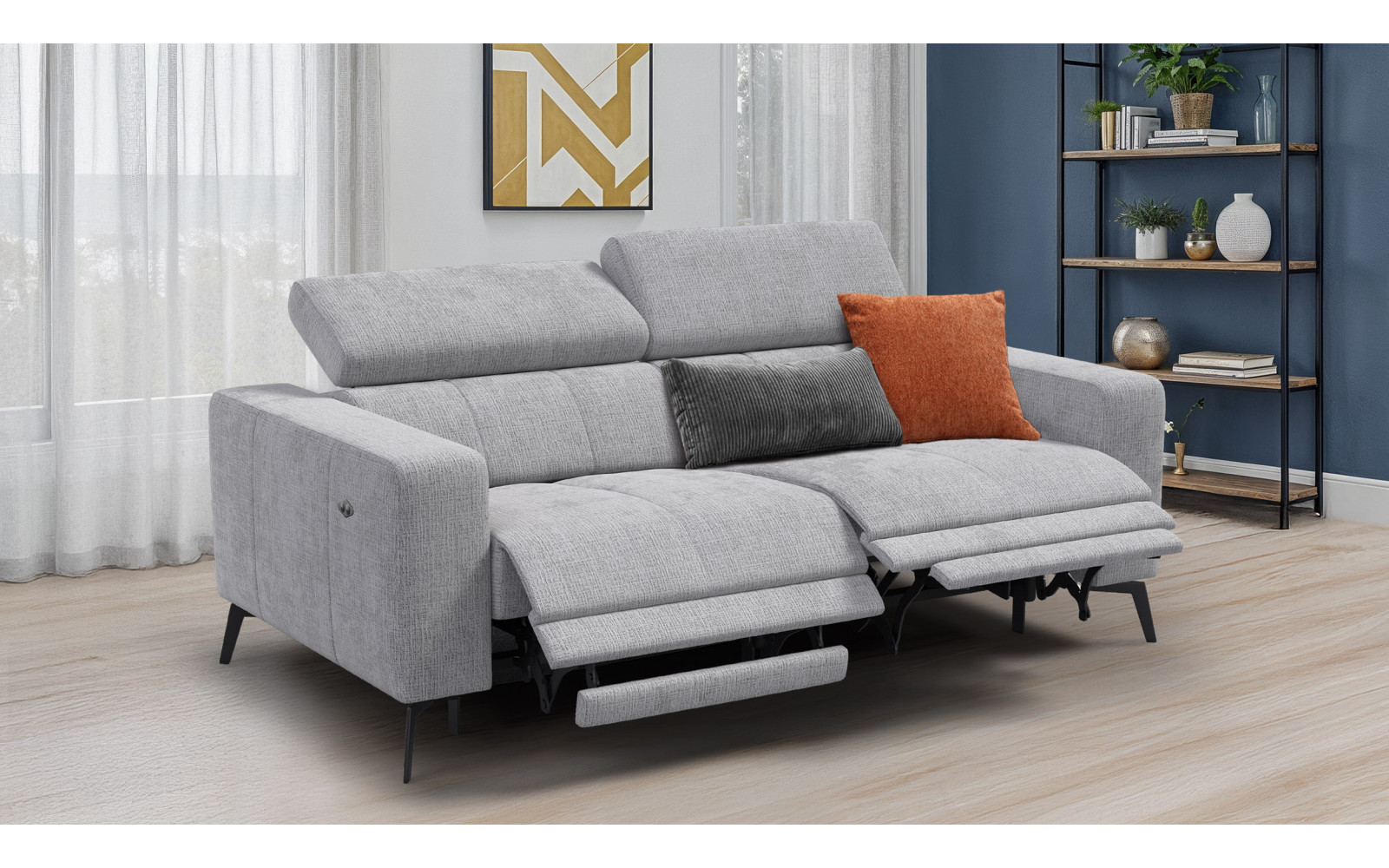 Relaxsofa 3-Sitzer MORELLO, hellgrau, 2 x Relax Zero Gravity